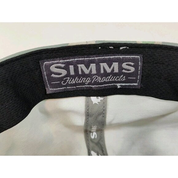 Simms Fishing Adjustable Strapback Hat Cap Green Blue Camo Embroidered Patch - Picture 7 of 8